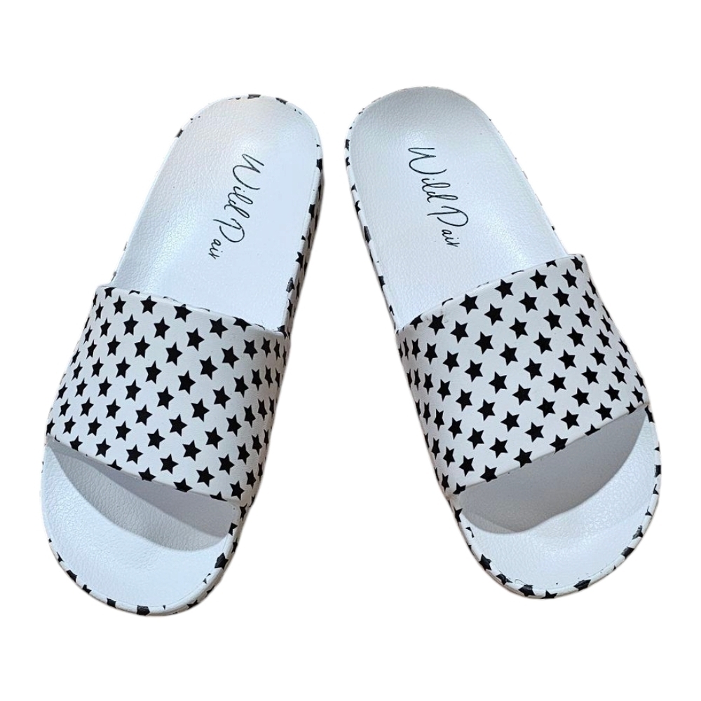 Wild Pair - NEW White Star Pattern Open Toe Pool Slides​​
